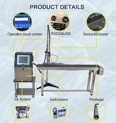 5 Lines Bottle/Bags Date/Number/Graphic CIJ Inkjet Printer Coding Machine On Packing Industry